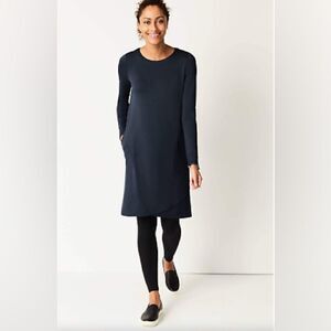 J Jill  Pure Jill Dark Blue Extra Soft Dress with Pockets size L
